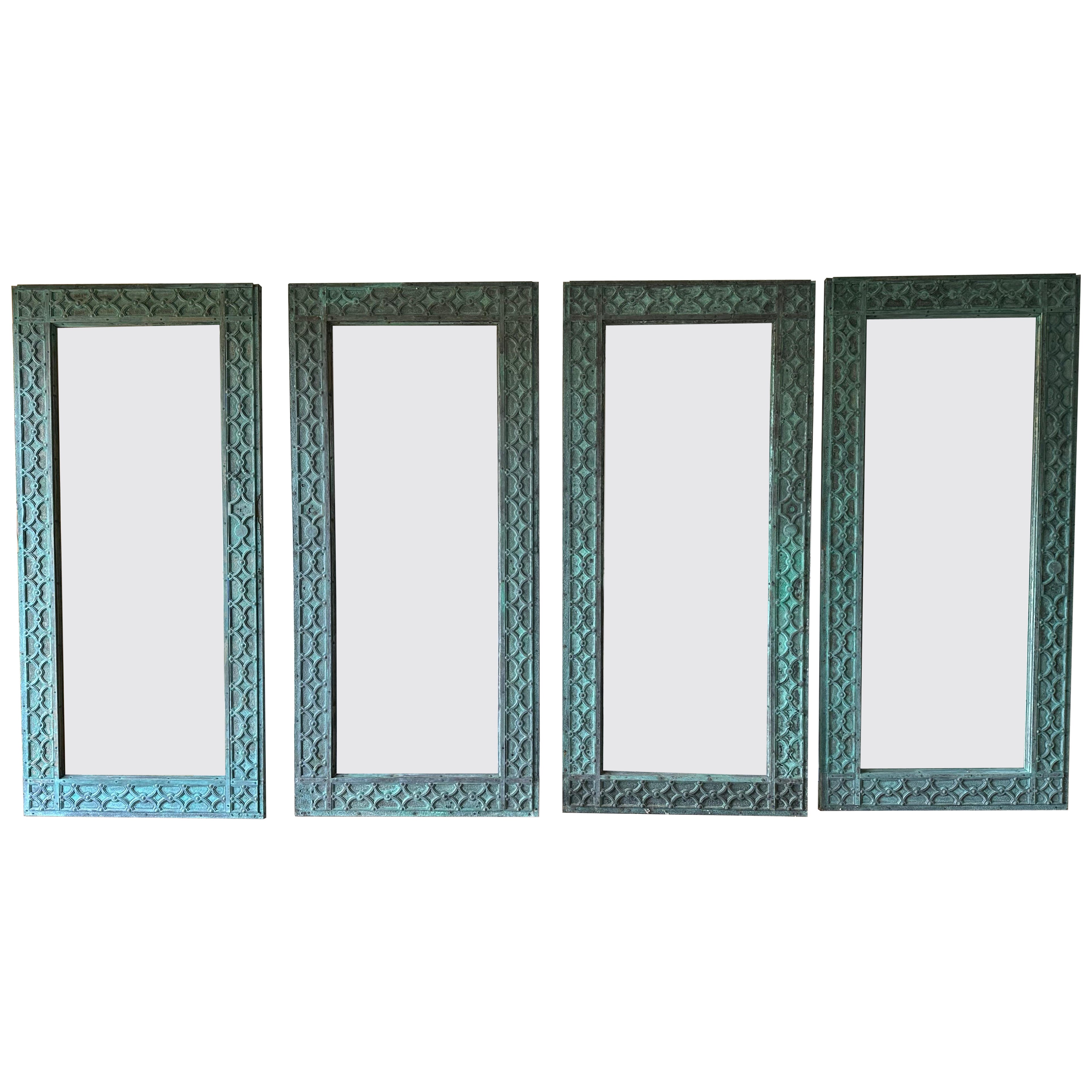 Collection of 4 Monumental Verdigris Bronze Floor Mirrors--PRICED INDIVIDUALLY For Sale