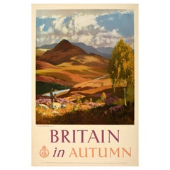 Original Vintage Travel Poster Britain In Autumn Countryside Norman Wilkinson