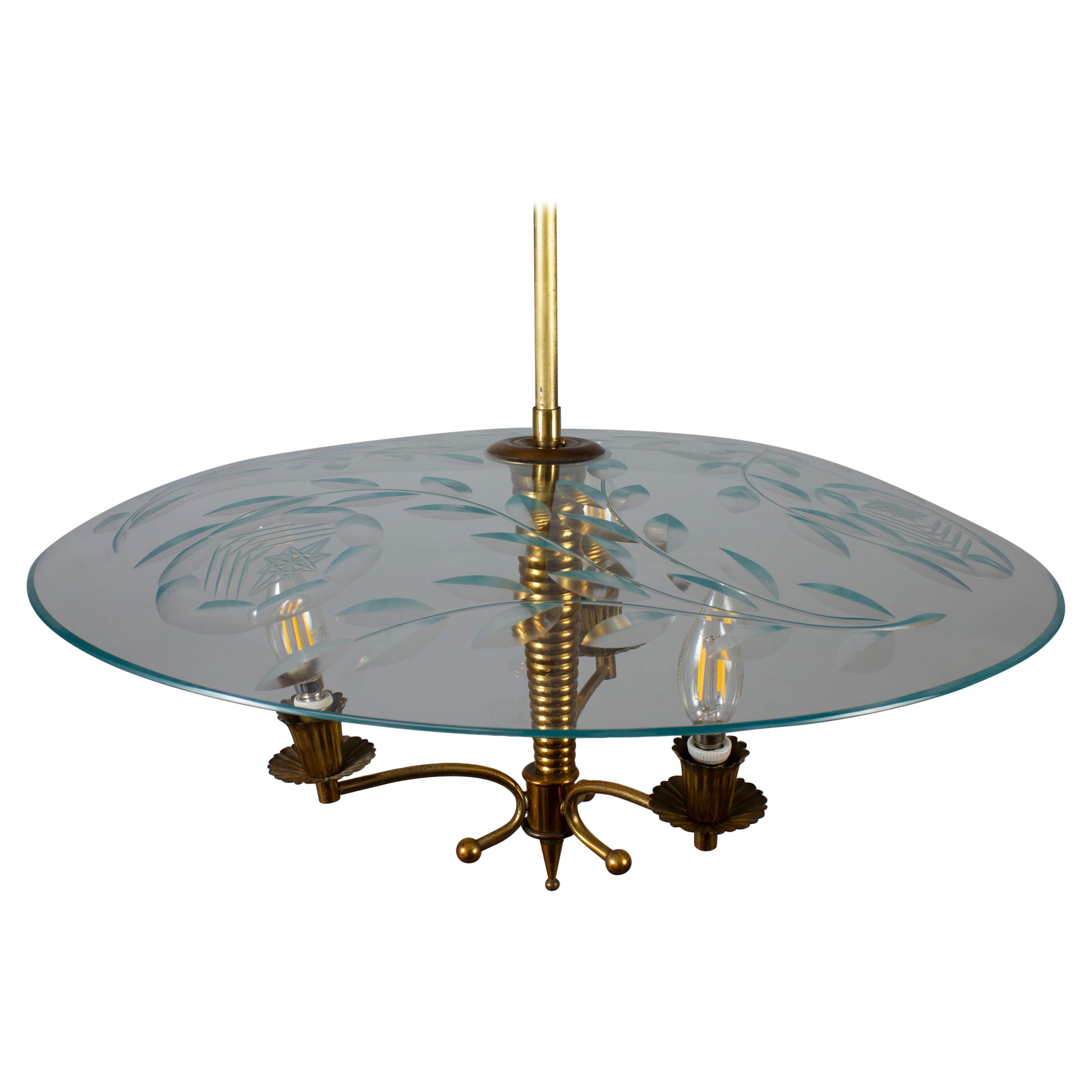 Fontana Arte Ceiling Fixture Attributed to Pietro Chiesa, Italy, circa 1935 For Sale
