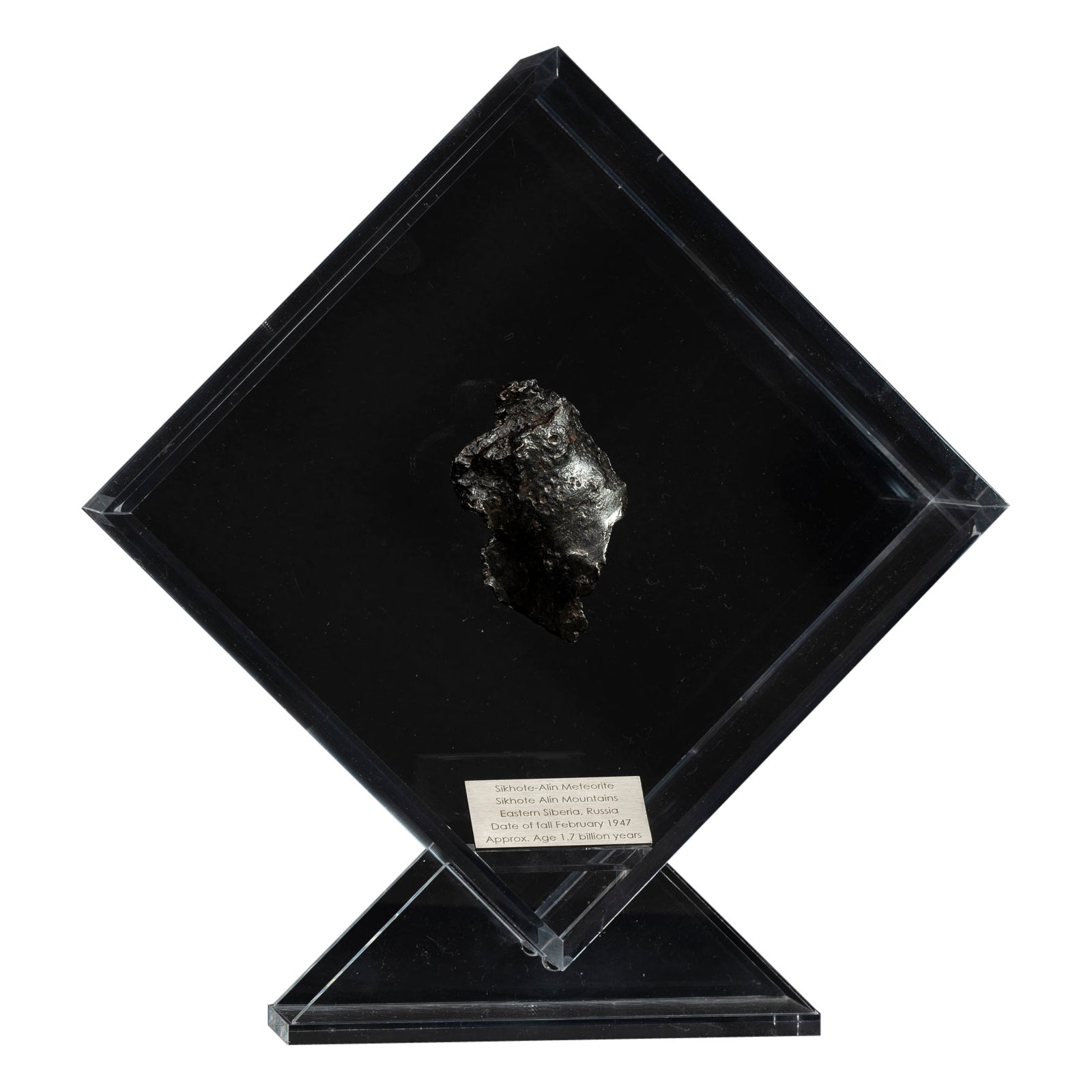 Sikhote Alin Meteorite from Siberia, Russia in a Custom Acrylic Display For Sale