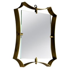 Vintage mirrors of Fontana Arte in brass unique patina, original mirror, Milan