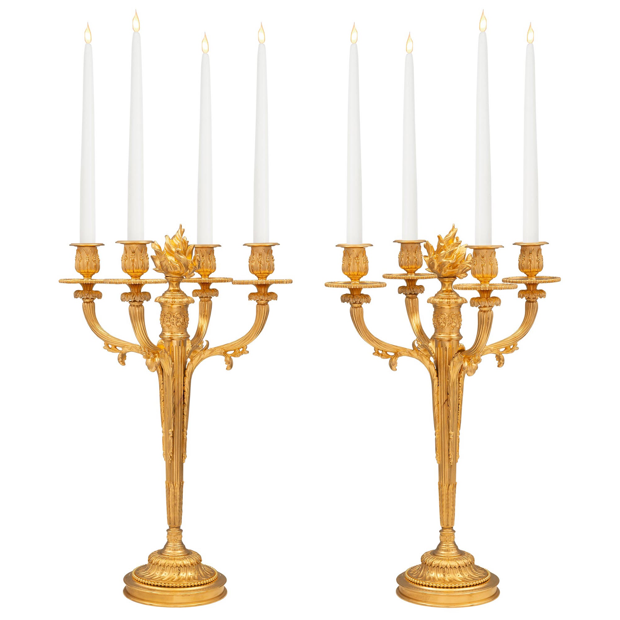 Pair Of French 19th Century Louis XVI St. Ormolu Candelabras For Sale
