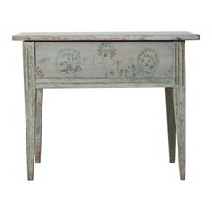 Rare Swedish Antique Blue Painted Folk Art Country Table