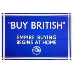 Original Vintage Advertising Poster Buy British Empire Buying Begins At Home EMB