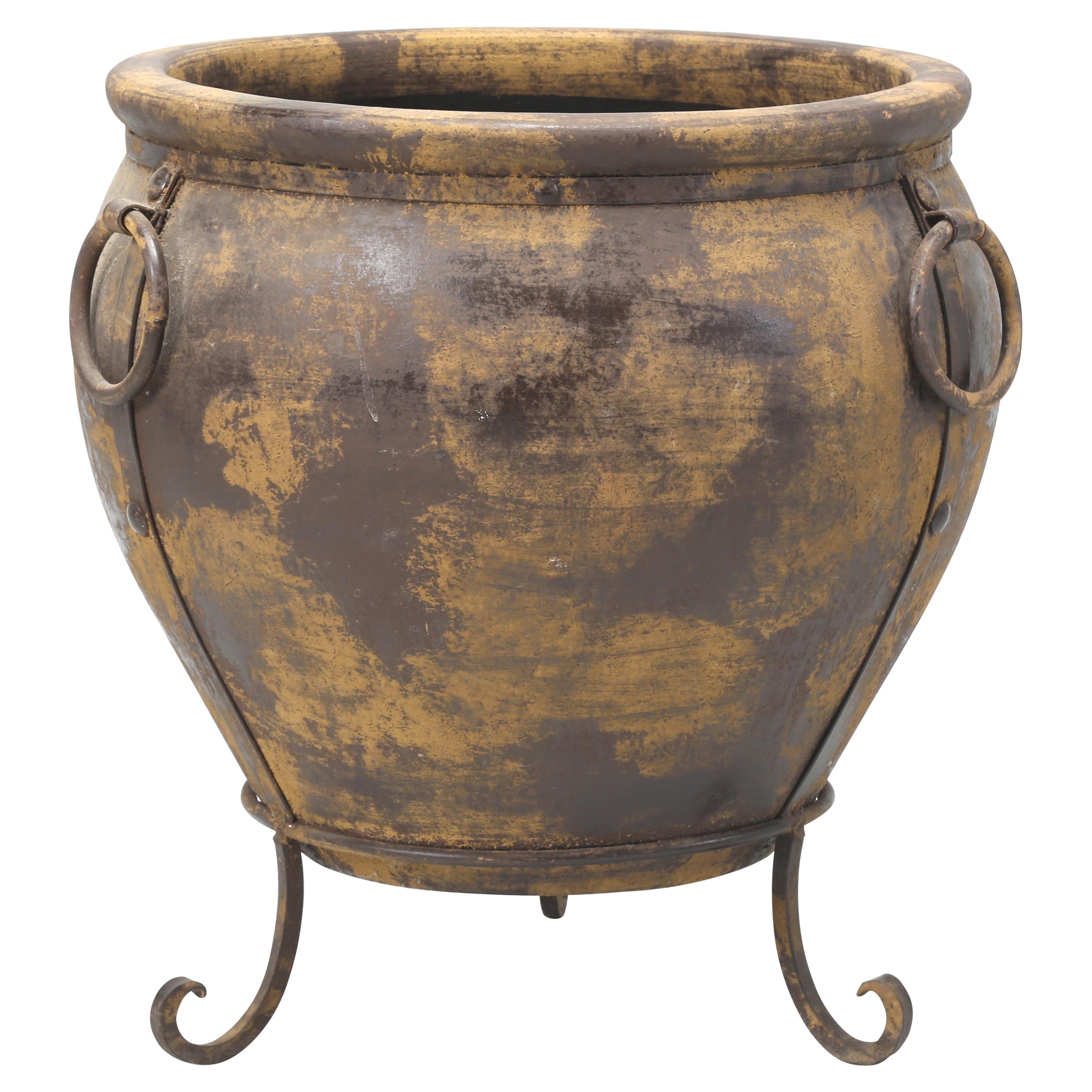 Huge Terracotta Planter Supported on a Wrought Iron Base  For Sale