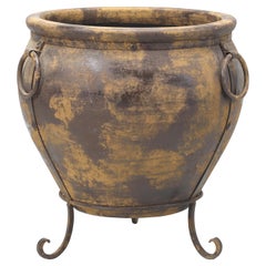 Retro Huge Terracotta Planter Supported on a Wrought Iron Base 
