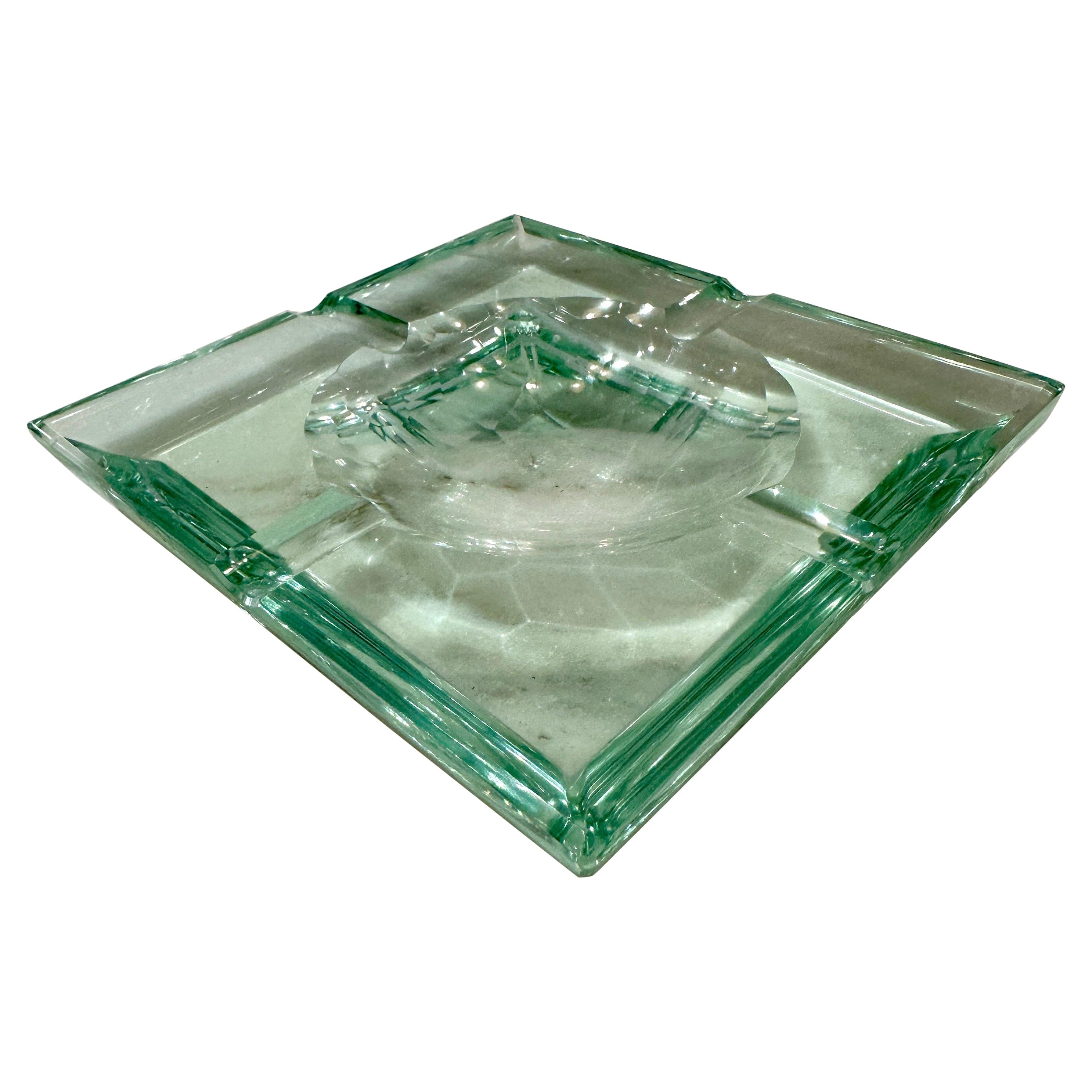 Midcentury Crystal Glass Ashtray/ Vide-Poche by Fontana Arte