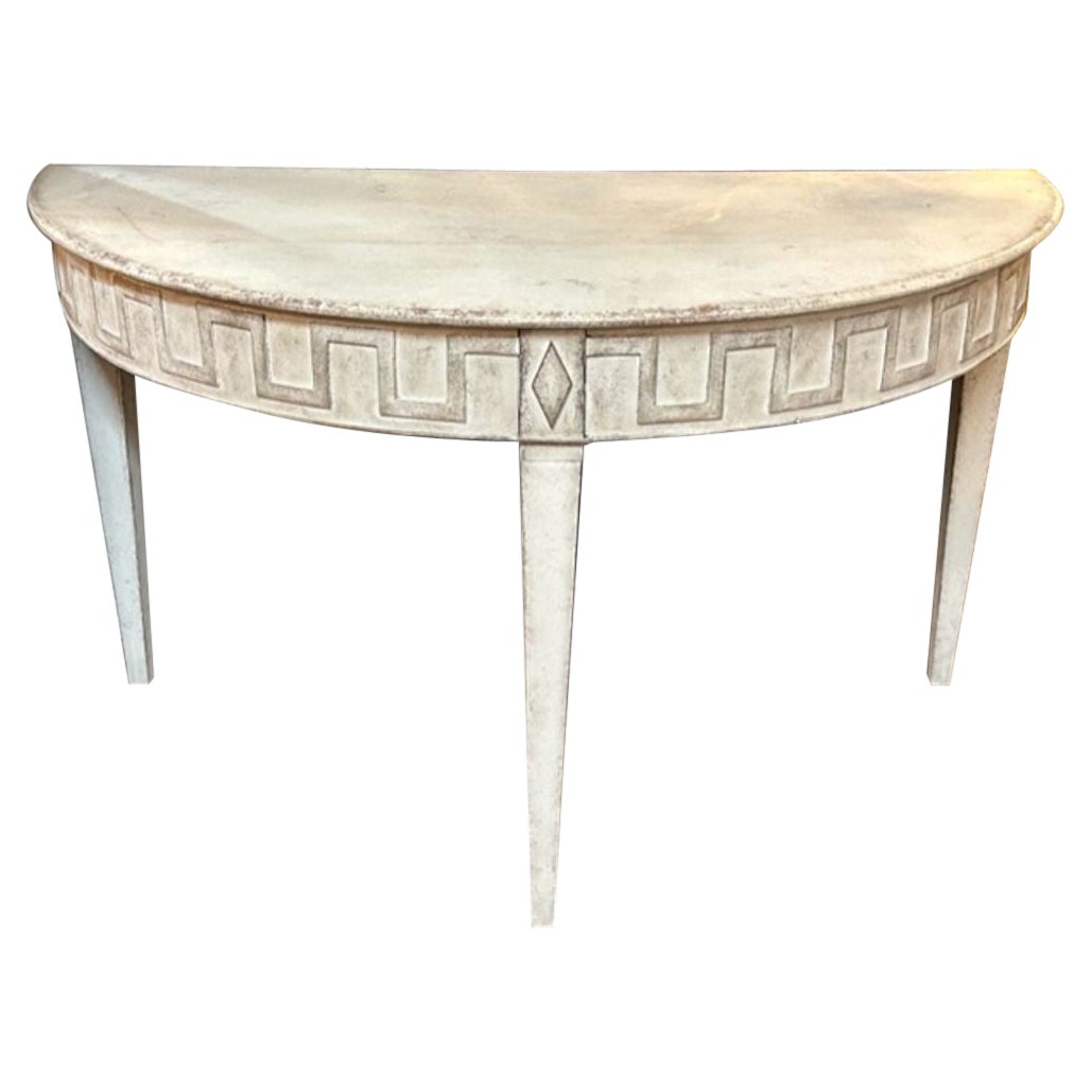 19th Century Swedish Neo-Classical Painted Demi-Lune Consoles For Sale