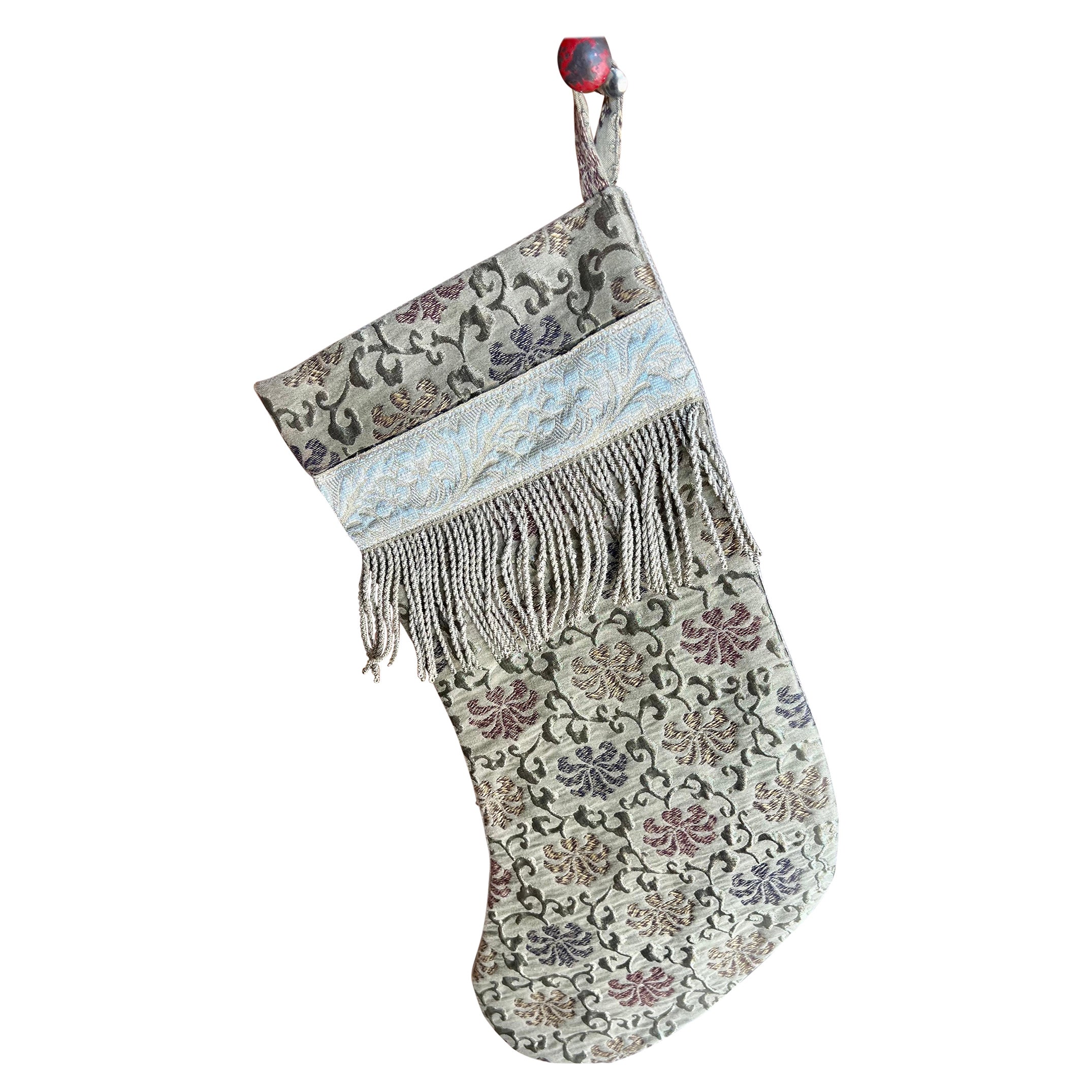 Custom Christmas Stocking w/ Antique Metallic Trims