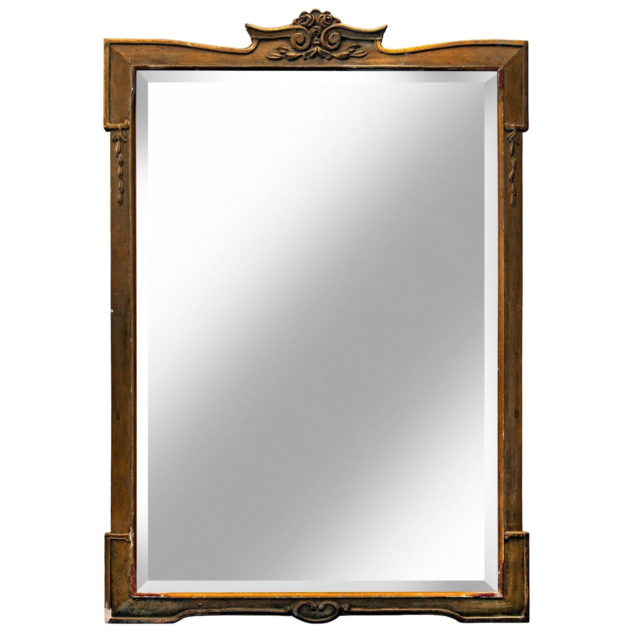 Art Noveau Framed Mirror with Gilt Border For Sale