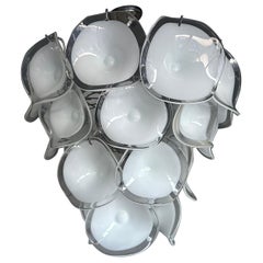 Used Midcentury Murano Pendant Chandelier w Stunning Mouth Blown Glass Discs, Vistosi