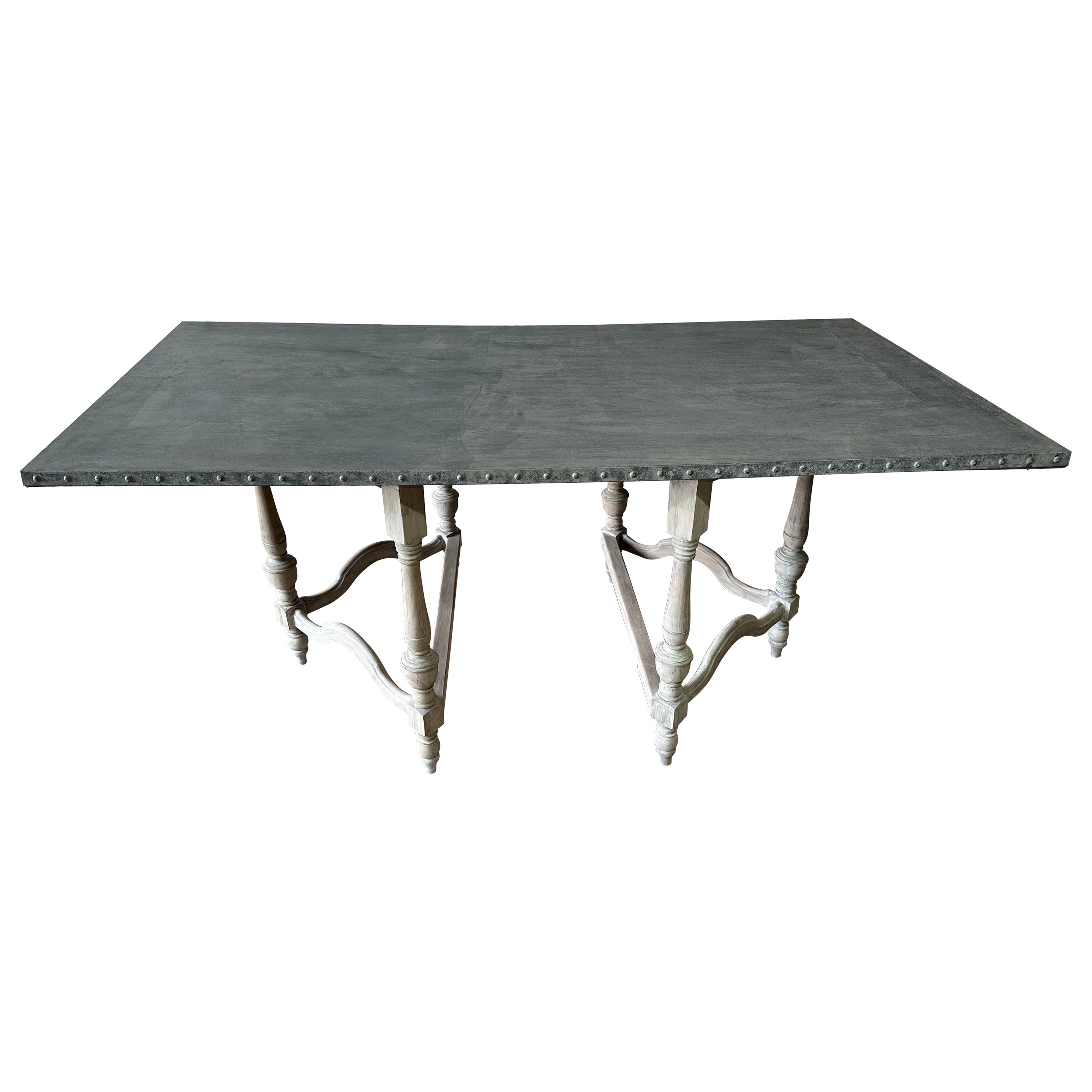 Louis XIII Style Zinc Top Dining Room Table For Sale