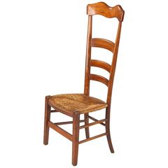 Late 1800s French Country Rush Seat Chauffeuse Chair