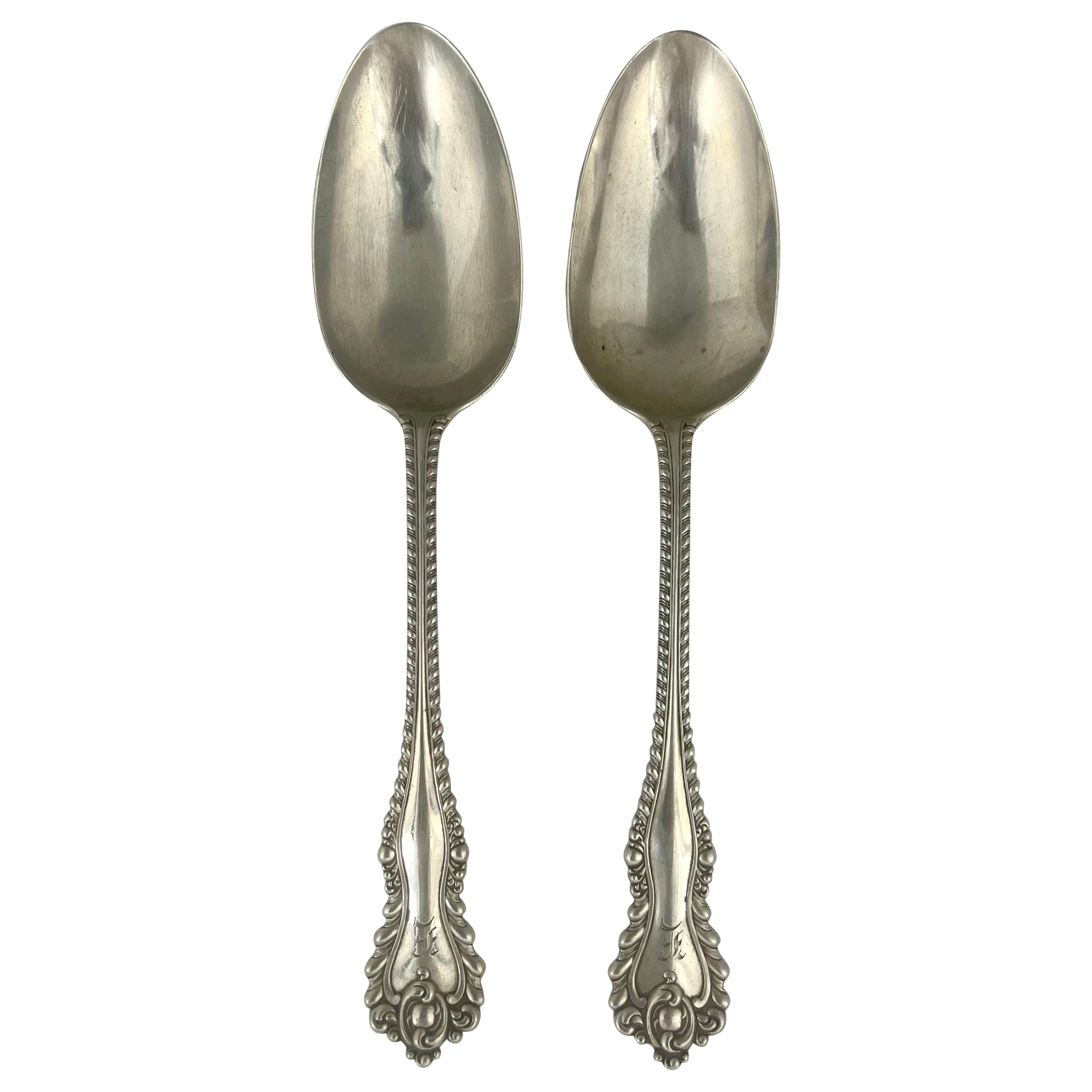 Pair of Sterling Silver Spoons Monogrammed "E" For Sale