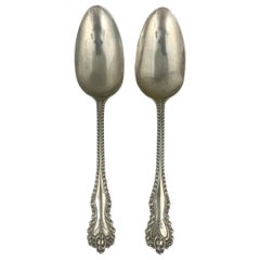 Antique Pair of Sterling Silver Spoons Monogrammed "E"