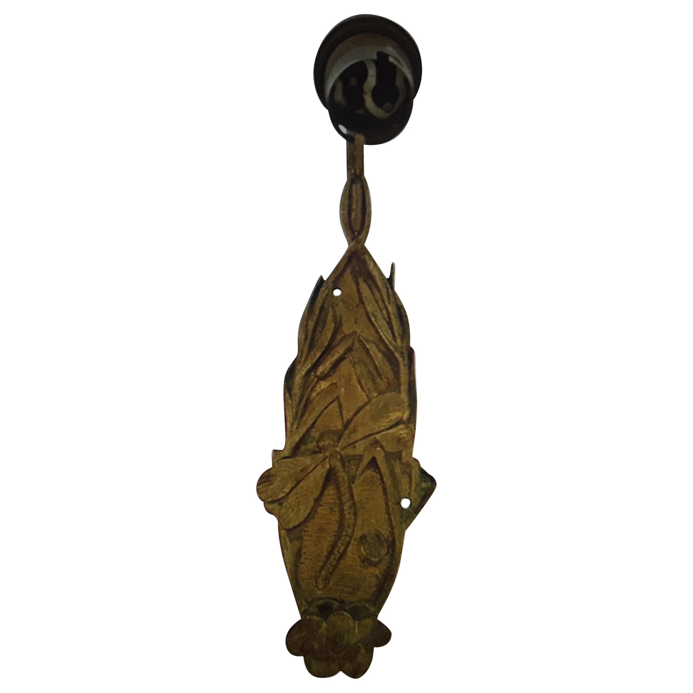 c1890 French Art Nouveau Gilt Bronze Dragonfly Wall Sconce For Sale