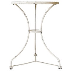 Vintage Wrought Iron French Bistro Table with Marble Top