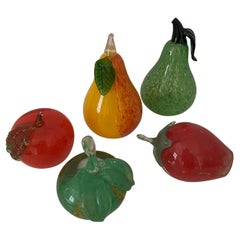 Set of 5 vintage heavy decorative glass fruits