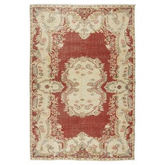 6.3x10 ft One-of-a-kind Vintage Handmade Anatolian Area Rug in Red & Beige