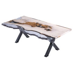 Live Edge Clear Resin Ash Wood Dining Table