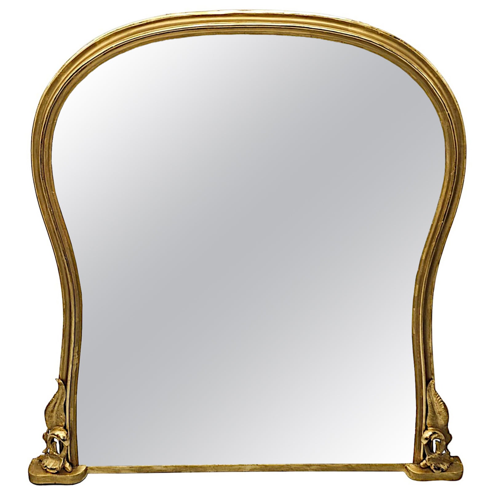  A Very Fine Large 19th Century Waisted Archtop Giltwood Overmantel Mirror For Sale