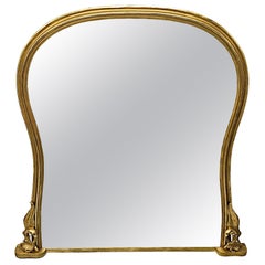  Très grand miroir de trumeau du 19ème siècle en bois doré à hauteur d'arc