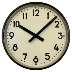 Used Large Brown Industrial Factory Wall Clock, 1950s