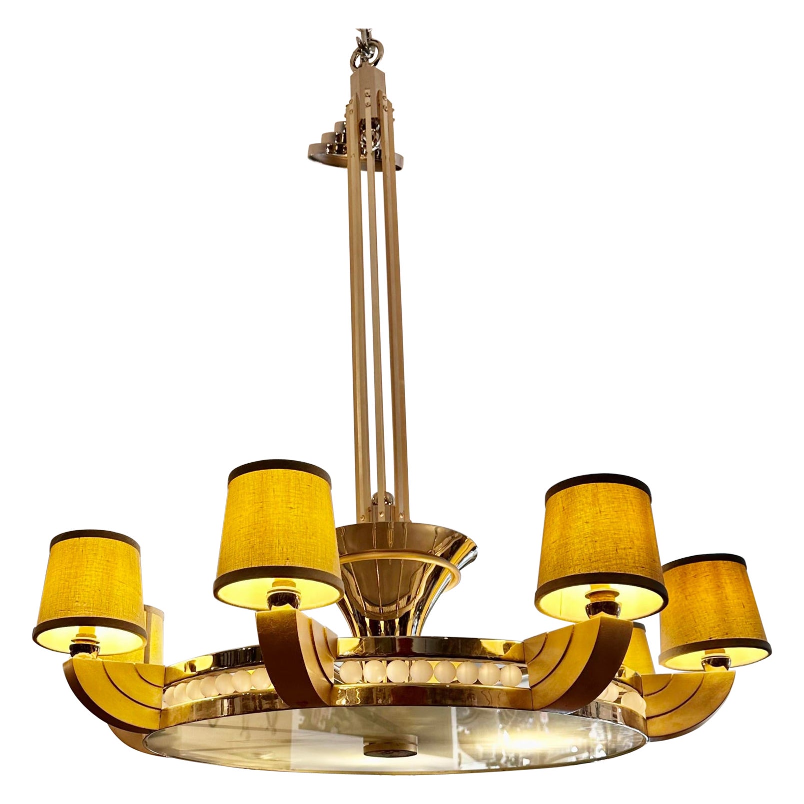 Enorme lampadario Art Deco Sally Sirkin Lewis per J. Robert Scott Odette