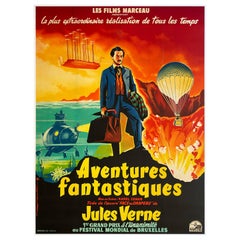 Vintage THE FABULOUS WORLD OF JULES VERNE 1961 French Grande Film Movie Poster, SOUBIE