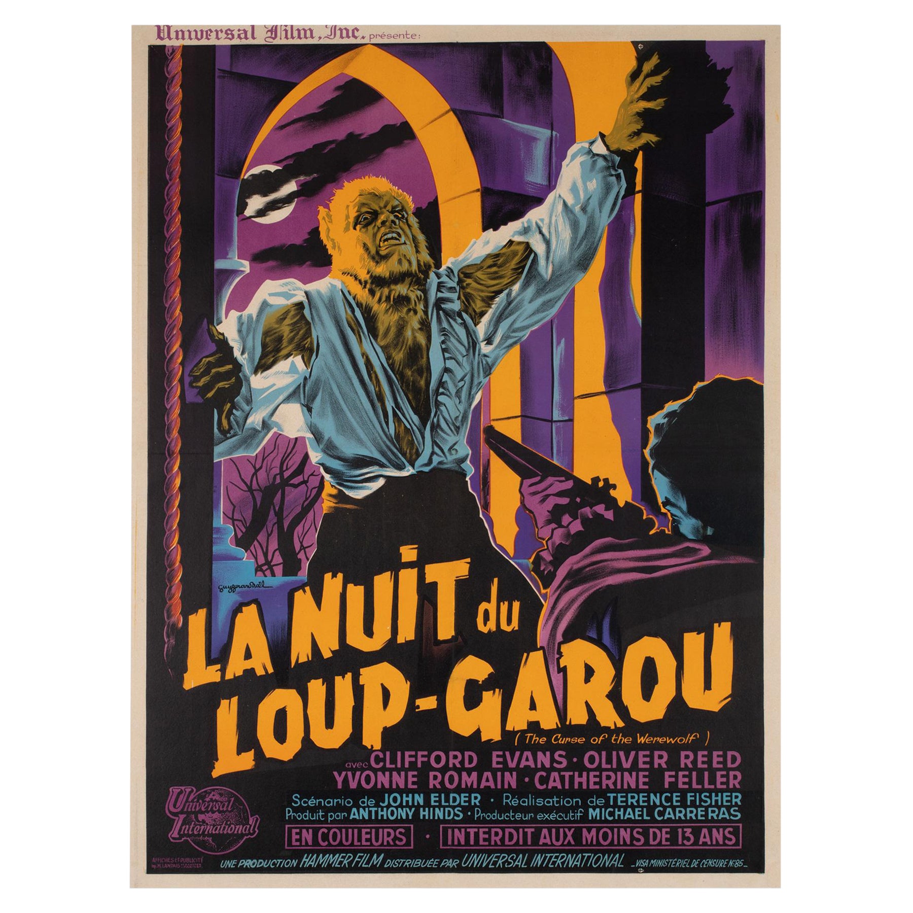 THE CURSE OF THE WEREWOLF 1961 Französisches Moyenne-Filmplakat, GUY GERARD NOEL