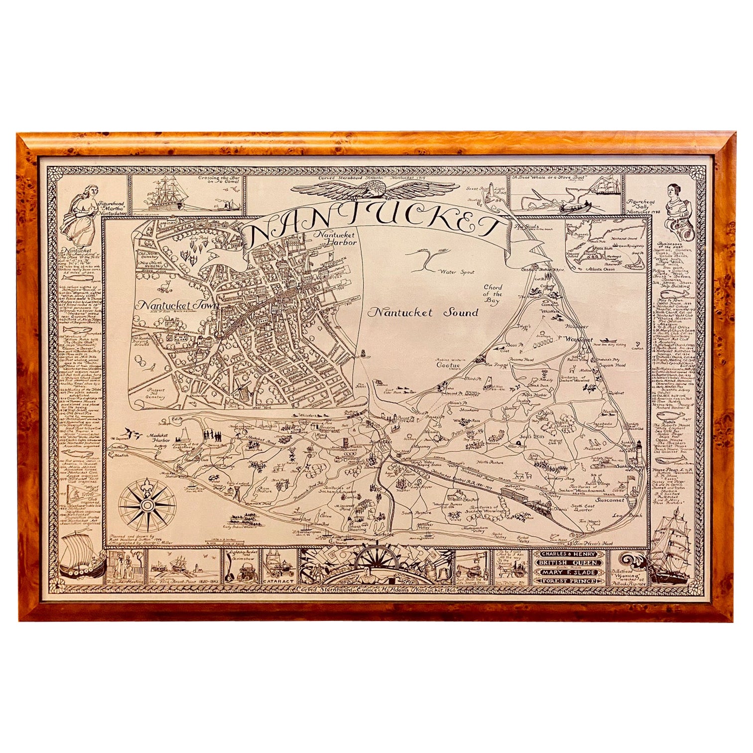 Vintage-Karte der Stadt Nantucket von Ruth Haviland Sutton, 1946 im Angebot