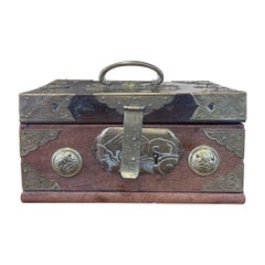Vintage Wooden Jewelry Box With Gold Toned Accents.