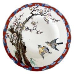 Antique  Japanese Prunus And Swift Decorated Plate, Seiji Kaisha Company, Late 19th C