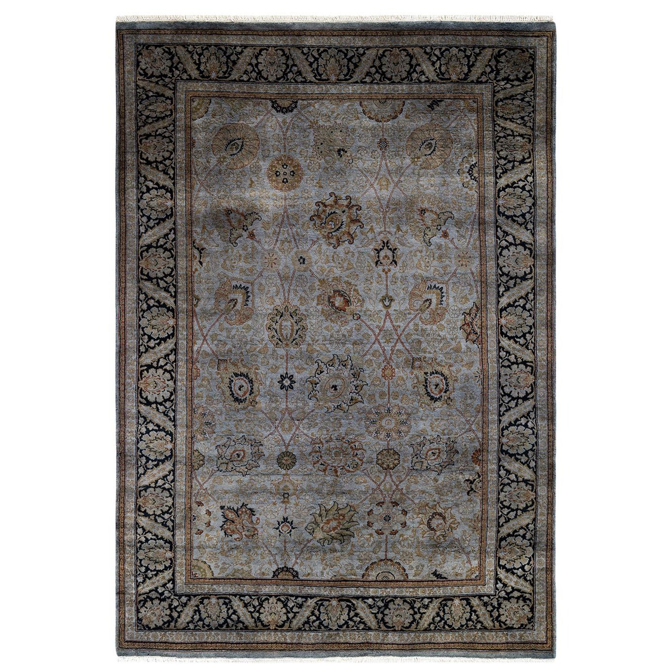 Contemporary Overdyed Hand Knotted Wool Gray Area Rug