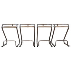 Set of 4 Borge Lindau Mid-Century Chrome Bar Stools