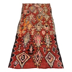 Vintage Moroccan Rehamna rug - Red/pink - 5.9x12.2feet / 180x373cm
