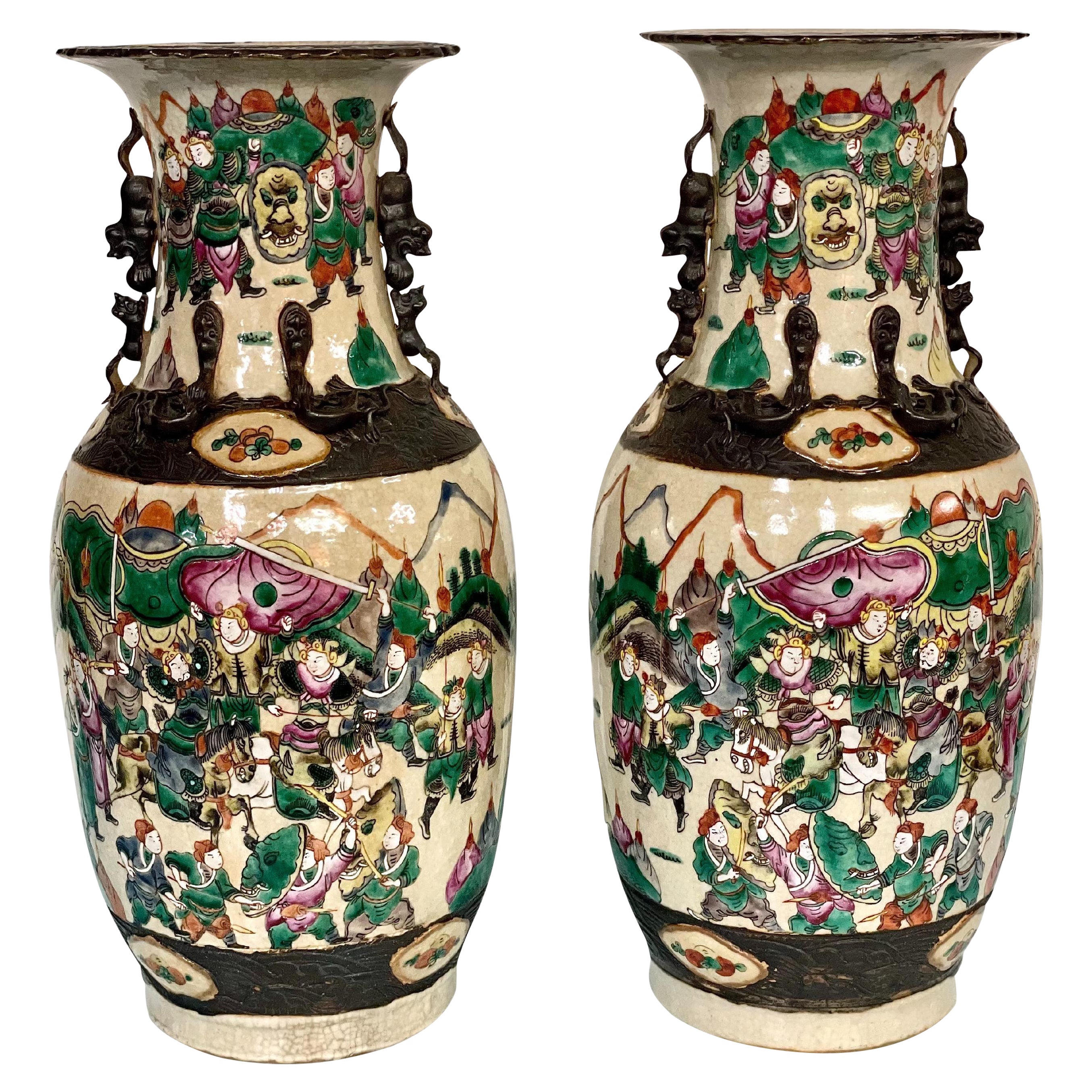 Antique Pair of Large Chinese Vases For Sale