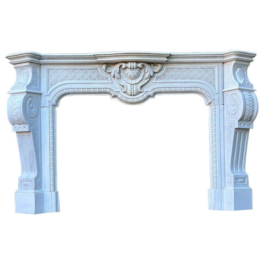 Napoleon III Fireplace In Carrara Marble Circa 1880 For Sale