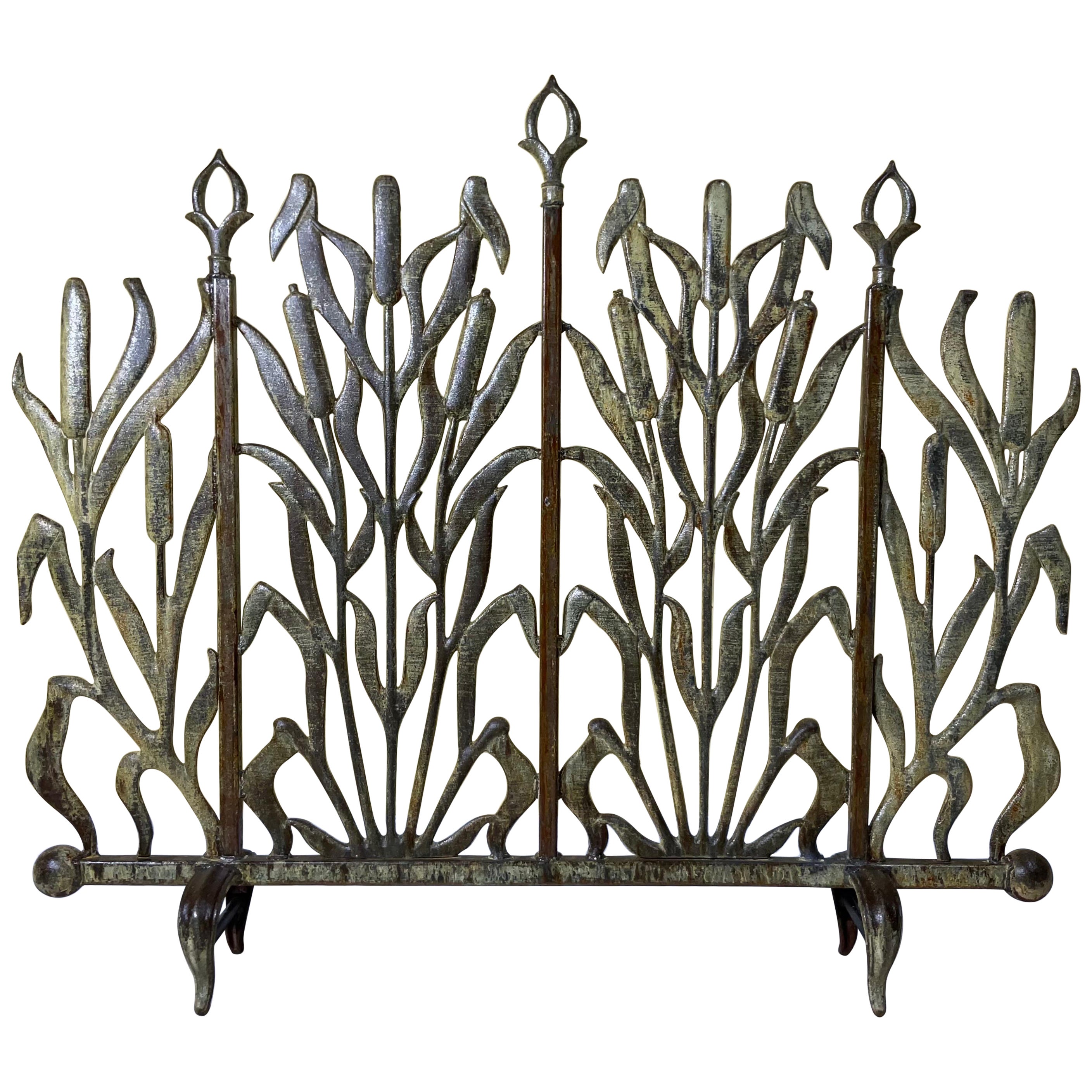 Cat Tail  Iron Fireplace Screen For Sale