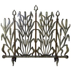 Vintage Cat Tail  Iron Fireplace Screen
