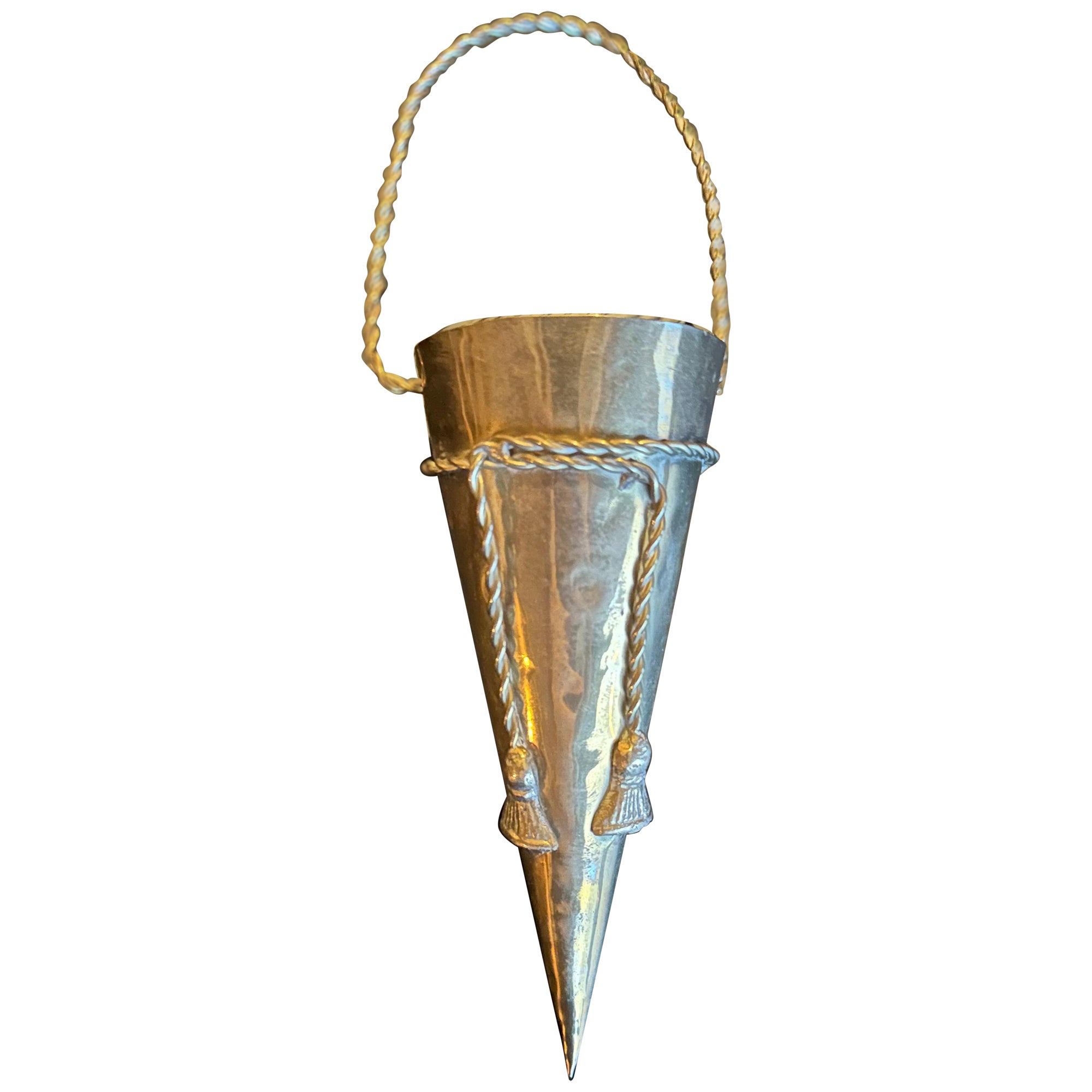 Vintage Hollywood Regency Style Hammered Brass Hanging Cones