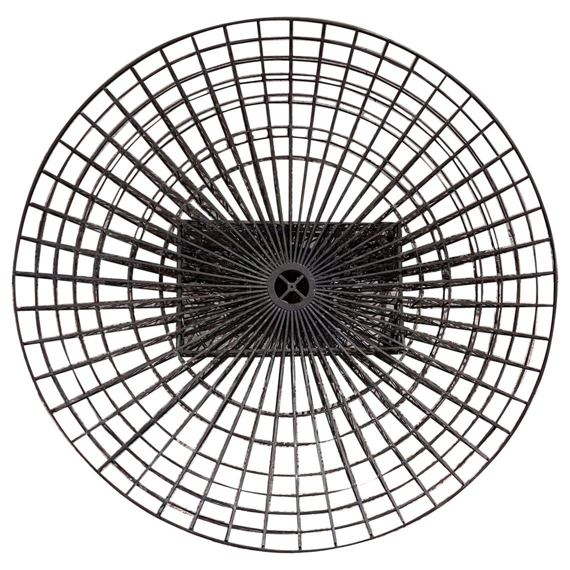 1970s Abstract Grid Round Wall Sculpture Bronze For Sale