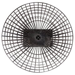 1970s Abstract Grid Round Wall Sculpture Bronze