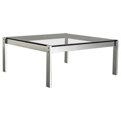 Italian Mid-Century-Modern Metal and Smoked Glass Coffee Table, 1980s Italy