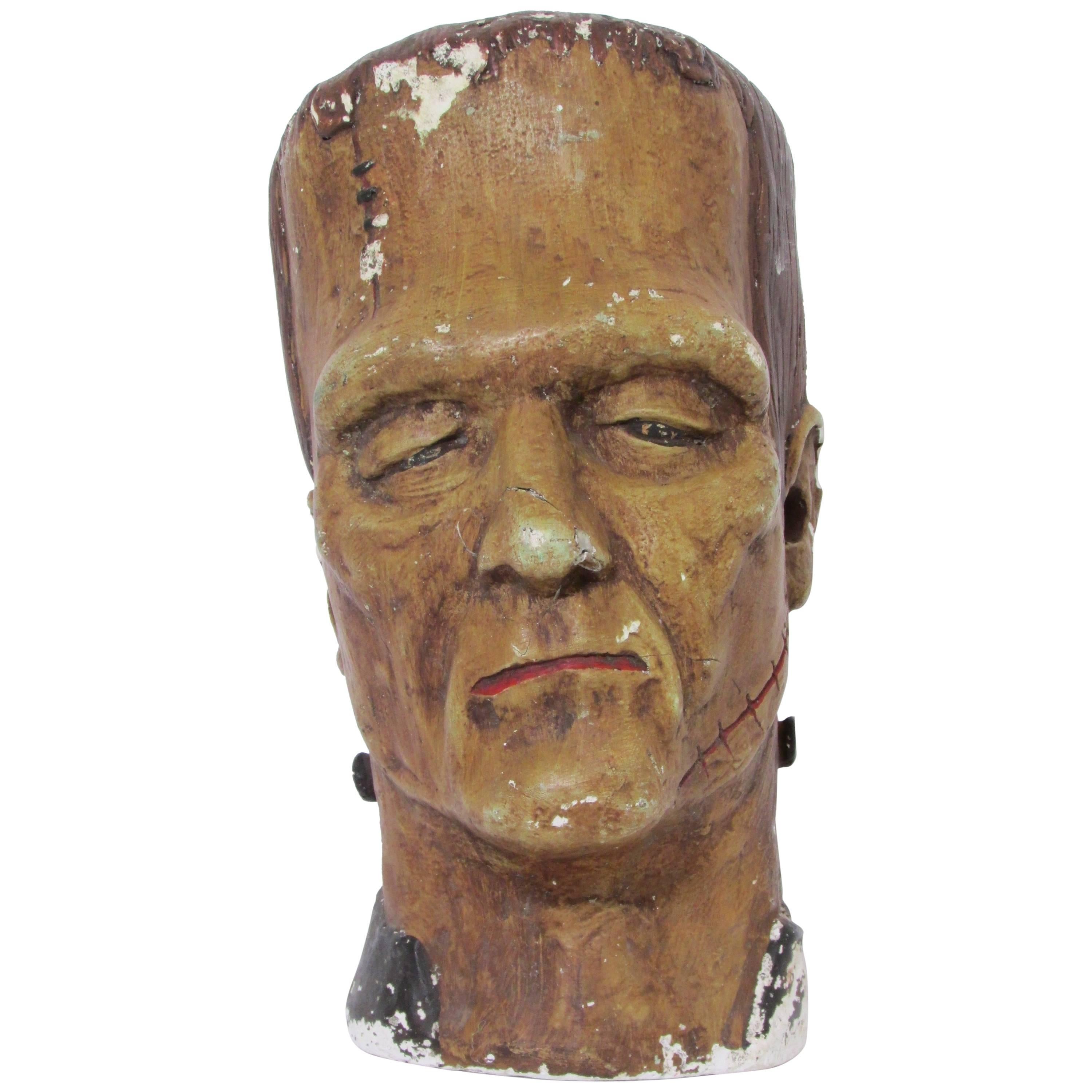 Chalkware Frankenstein Bust, circa 1930