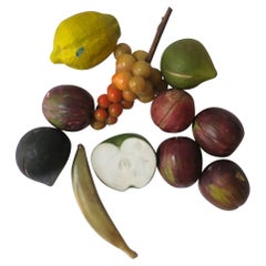 Sculptures italiennes de fruits en marbre et pierre d'albâtre avec panier évasé, début du 20e siècle