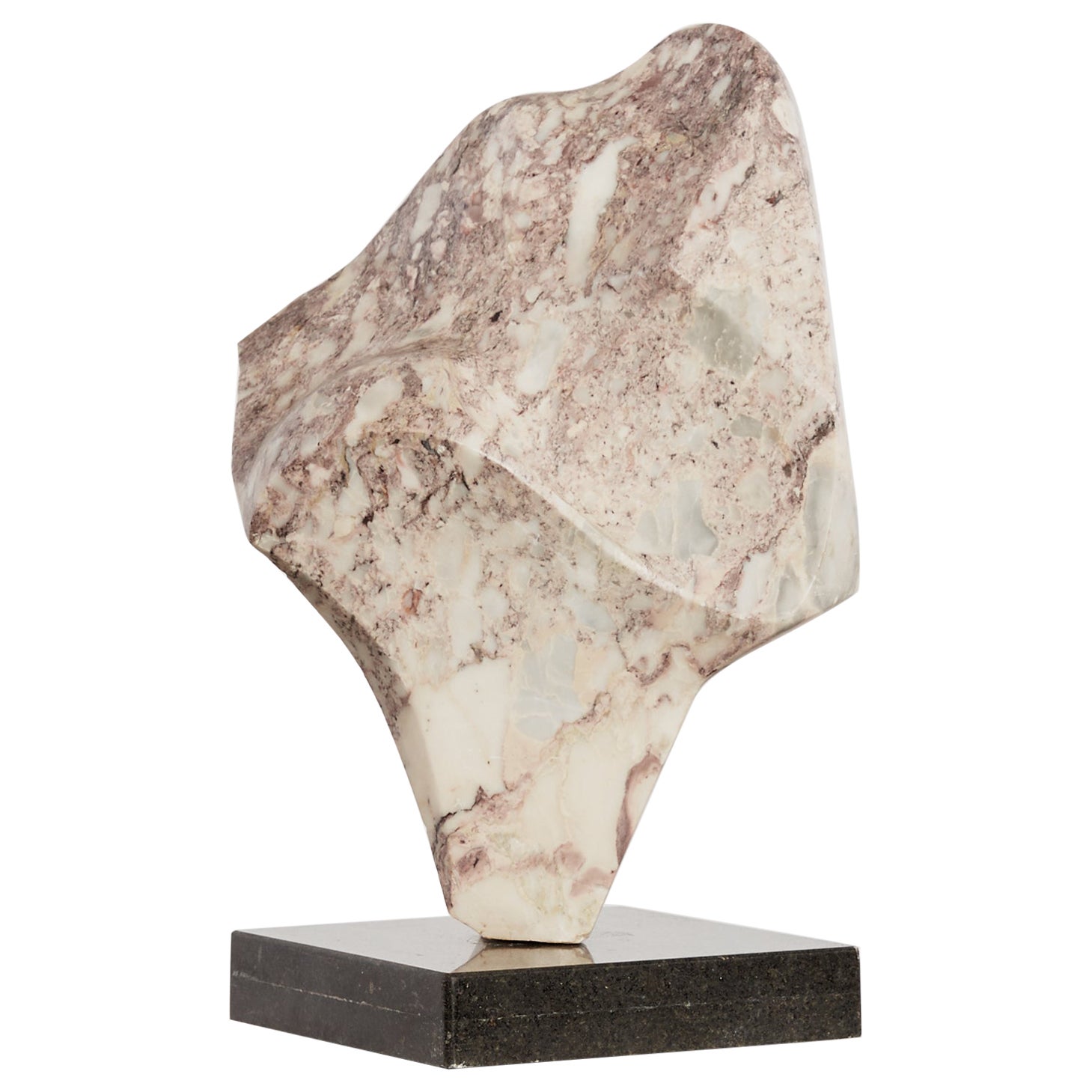 Grande sculpture biomorphe en marbre sur base en granit