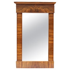 19th Century, Biedermeier Walnut Mirror