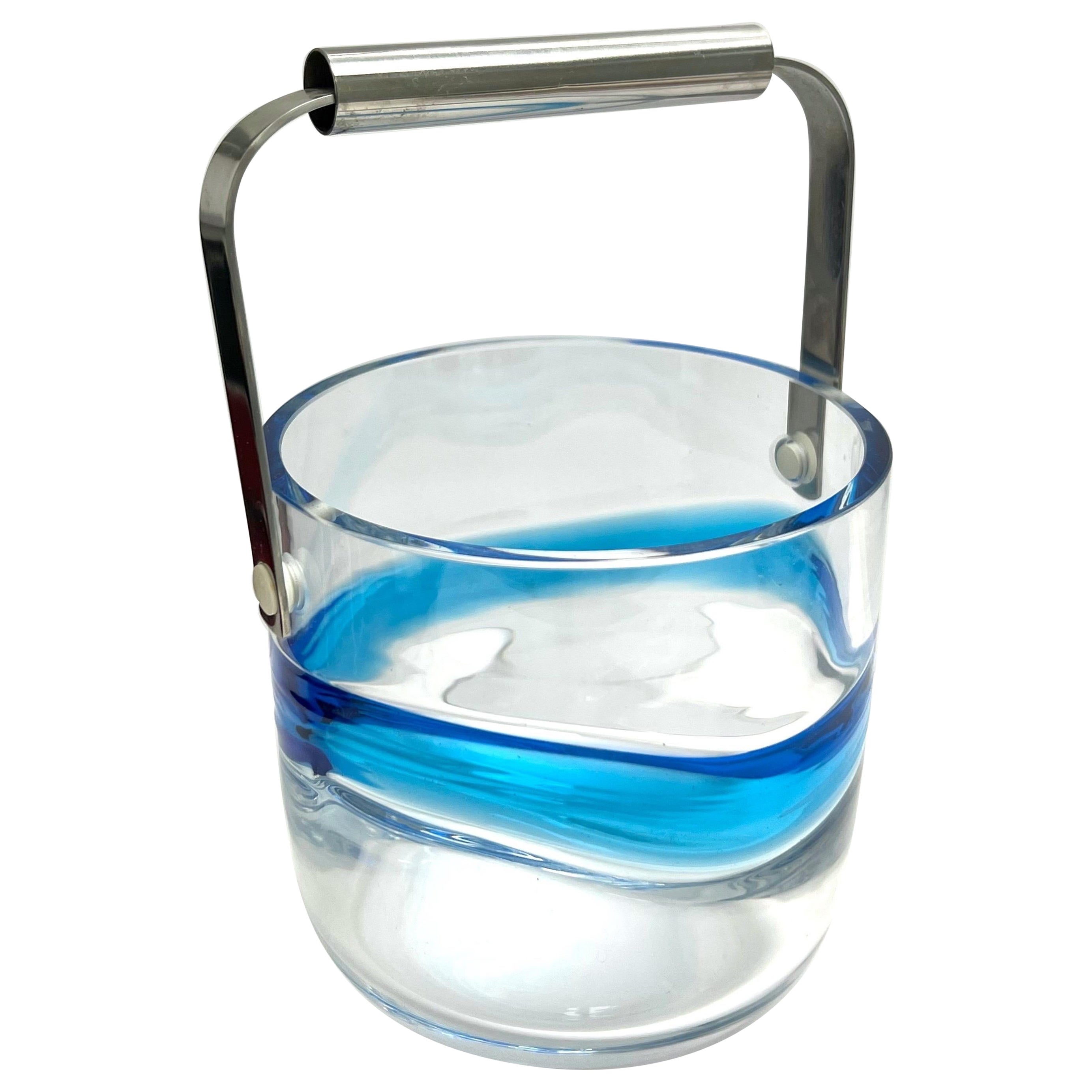 Murano Art Glass Stainless Ice Bucket 