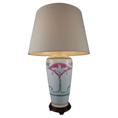 Vintage Beautiful painted white ceramic table lamp